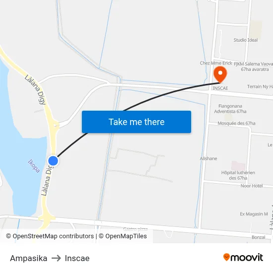 Ampasika to Inscae map