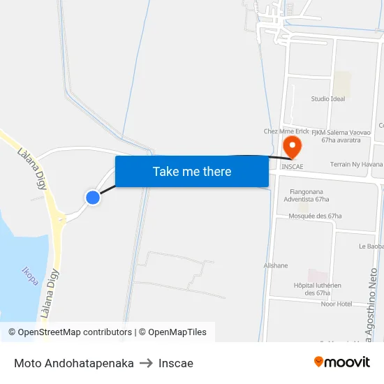 Moto Andohatapenaka to Inscae map