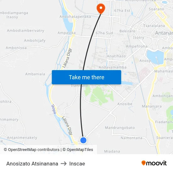 Anosizato Atsinanana to Inscae map