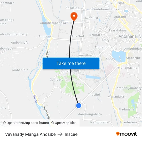 Vavahady Manga Anosibe to Inscae map