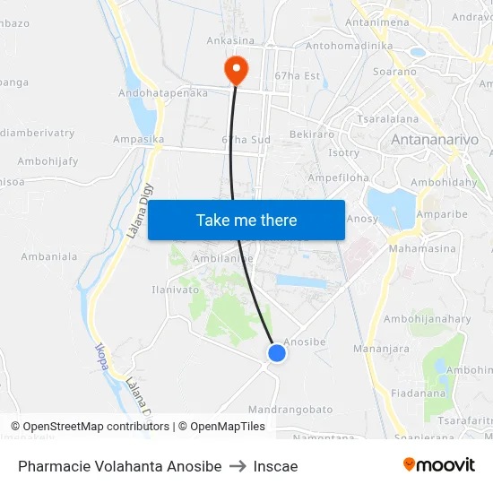 Pharmacie Volahanta Anosibe to Inscae map