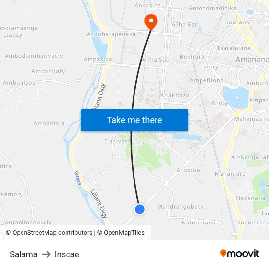 Salama to Inscae map