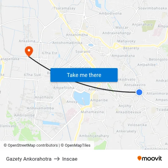 Gazety Ankorahotra to Inscae map