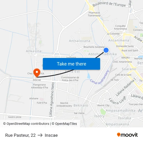 Rue Pasteur, 22 to Inscae map