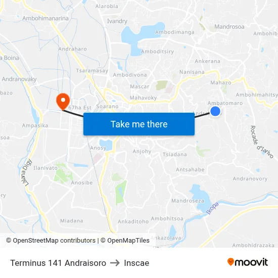Terminus 141 Andraisoro to Inscae map