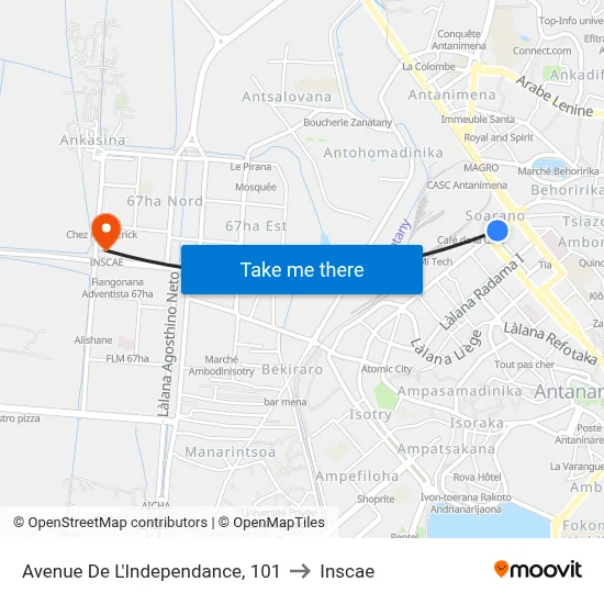 Avenue De L'Independance, 101 to Inscae map