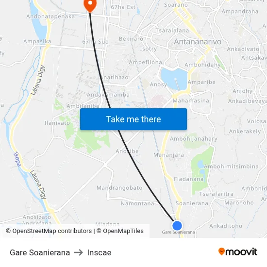 Gare Soanierana to Inscae map