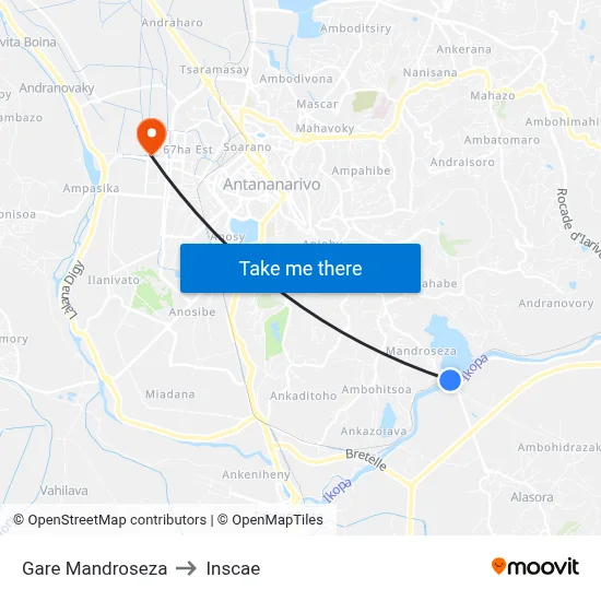 Gare Mandroseza to Inscae map