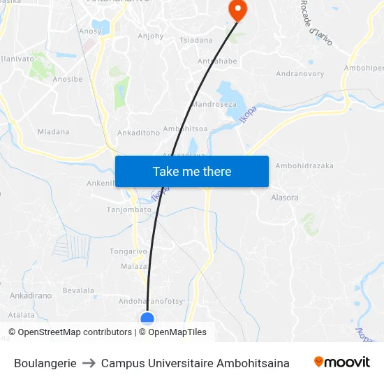Boulangerie to Campus Universitaire Ambohitsaina map