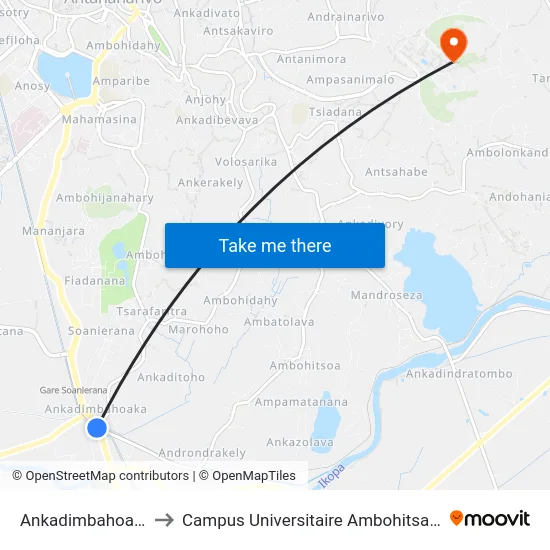 Ankadimbahoaka to Campus Universitaire Ambohitsaina map