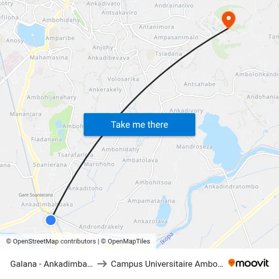 Galana - Ankadimbahoaka to Campus Universitaire Ambohitsaina map