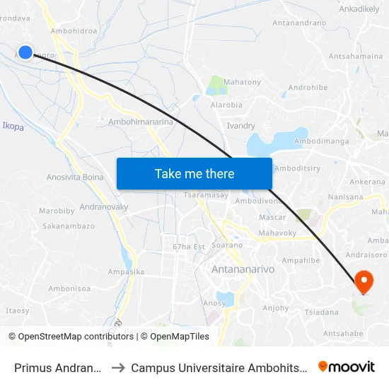 Primus Andranoro to Campus Universitaire Ambohitsaina map