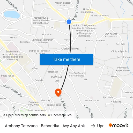 Ambony Tetezana - Behoririka - Avy Any Ankadifotsy to Uprim map