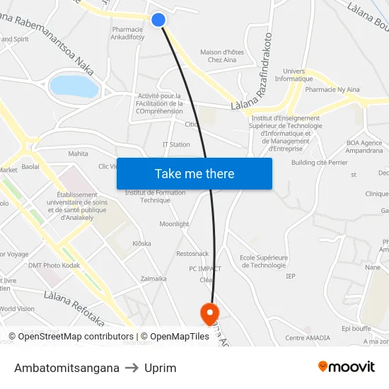 Ambatomitsangana to Uprim map