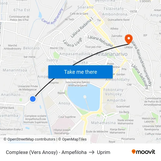 Complexe (Vers Anosy) - Ampefiloha to Uprim map