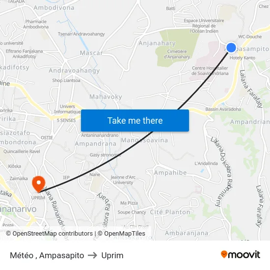 Météo , Ampasapito to Uprim map