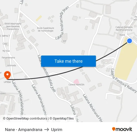 Nane - Ampandrana to Uprim map