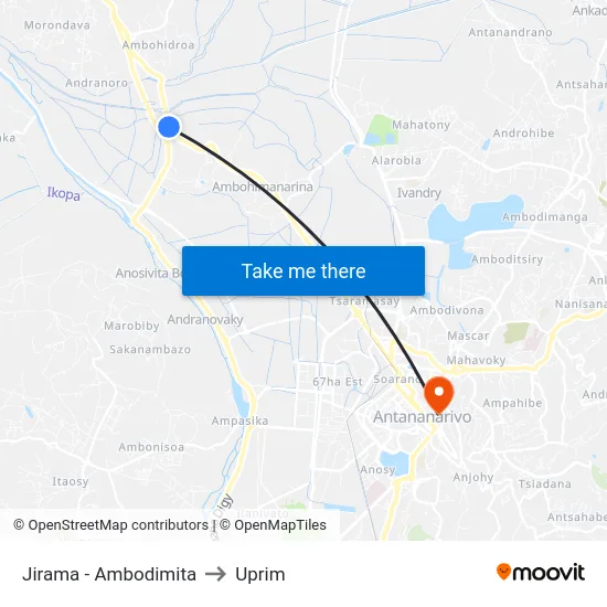 Jirama - Ambodimita to Uprim map