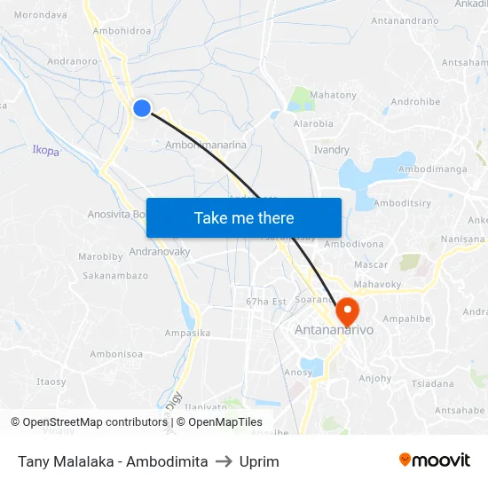 Tany Malalaka - Ambodimita to Uprim map