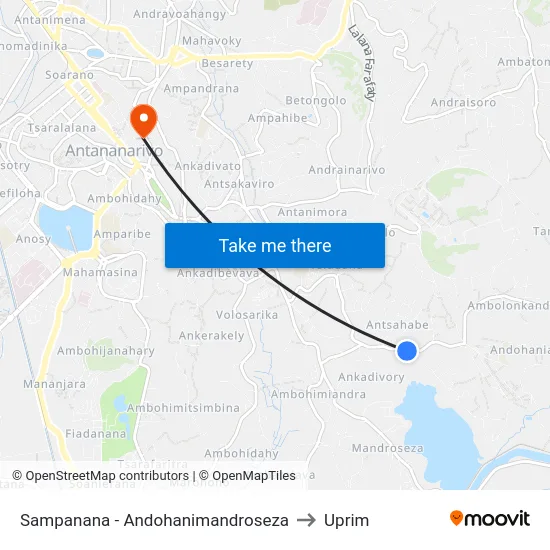 Sampanana - Andohanimandroseza to Uprim map