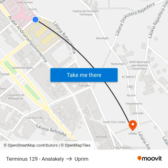 Terminus 129 - Analakely to Uprim map