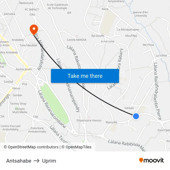 Antsahabe to Uprim map