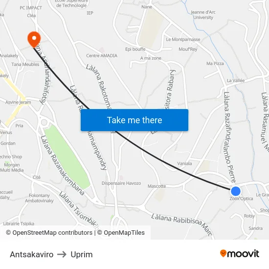 Antsakaviro to Uprim map