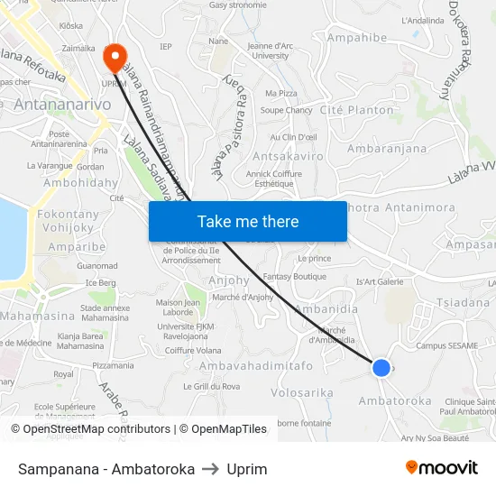 Sampanana - Ambatoroka to Uprim map