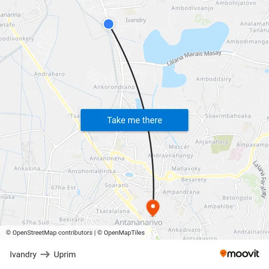 Ivandry to Uprim map