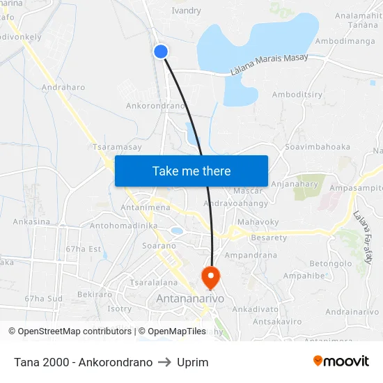 Tana 2000 - Ankorondrano to Uprim map