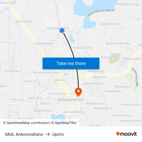 Midi, Ankorondrano to Uprim map