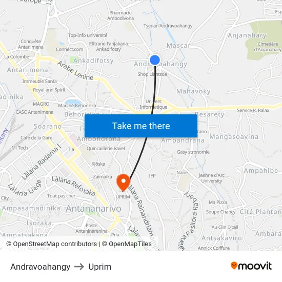 Andravoahangy to Uprim map
