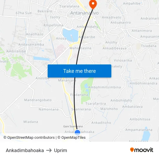 Ankadimbahoaka to Uprim map