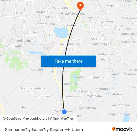 Sampanan'Ny Fasan'Ny Karana to Uprim map