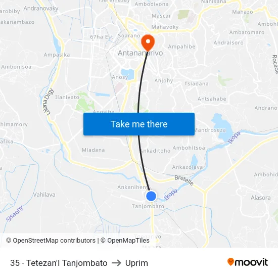 35 - Tetezan'I Tanjombato to Uprim map