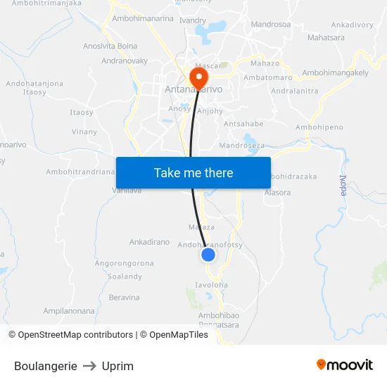 Boulangerie to Uprim map