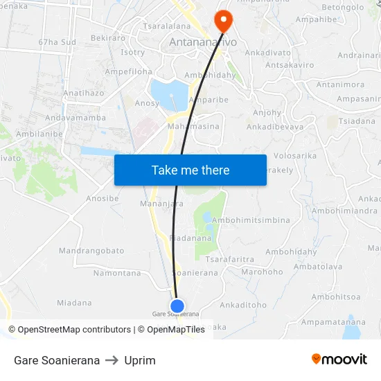 Gare Soanierana to Uprim map