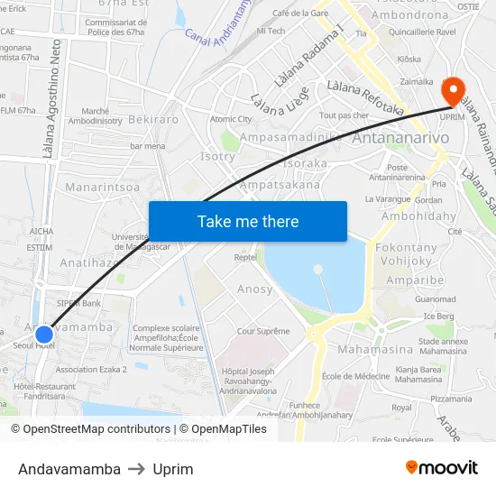 Andavamamba to Uprim map