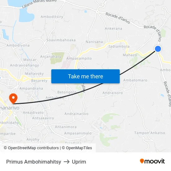 Primus Ambohimahitsy to Uprim map