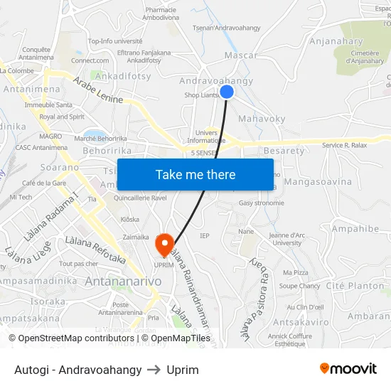 Autogi - Andravoahangy to Uprim map