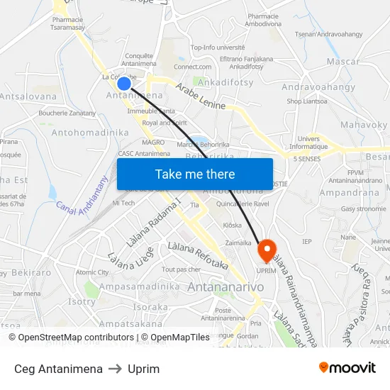 Ceg Antanimena to Uprim map
