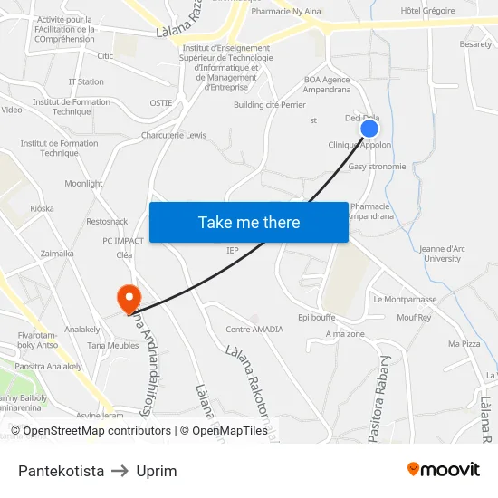 Pantekotista to Uprim map