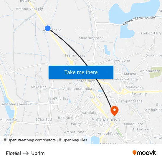 Floréal to Uprim map
