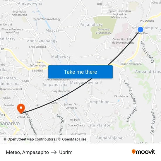 Meteo, Ampasapito to Uprim map