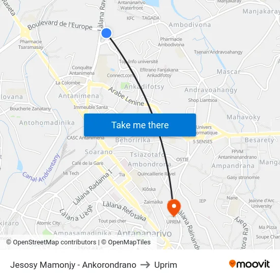 Jesosy Mamonjy - Ankorondrano to Uprim map