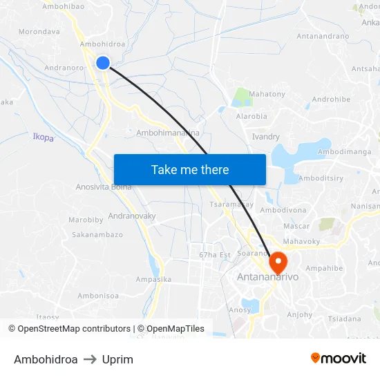 Ambohidroa to Uprim map