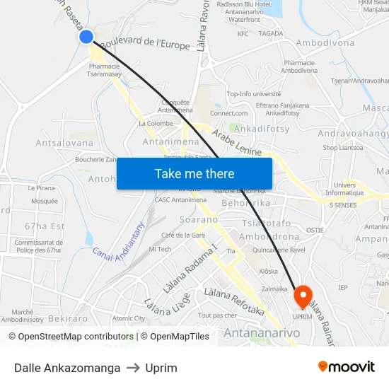 Dalle Ankazomanga to Uprim map