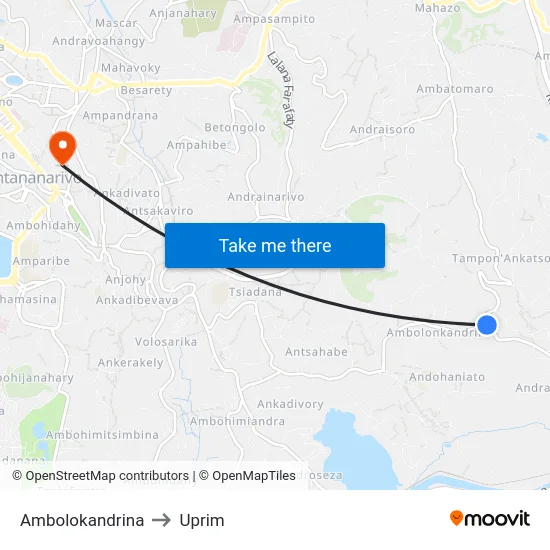 Ambolokandrina to Uprim map