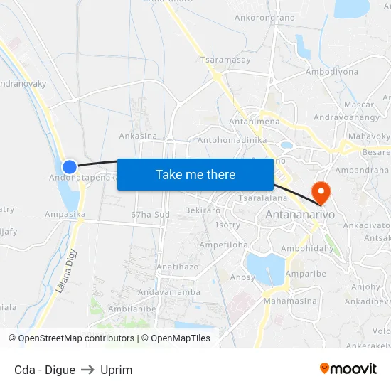 Cda - Digue to Uprim map