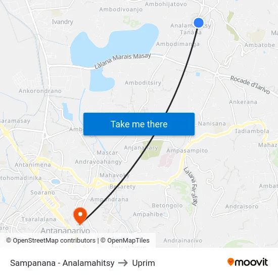 Sampanana - Analamahitsy to Uprim map